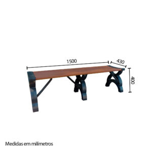 Banco 3 Tábuas em Madeira Plástica 1,50 m