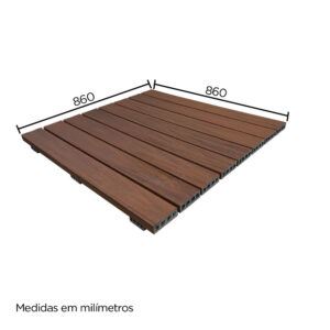 Deck Modular em Madeira Plástica 860 x 860 mm