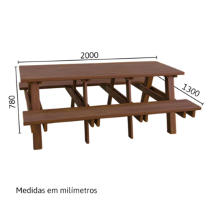 Mesa de Churrasqueira em Madeira Plástica 2000 mm