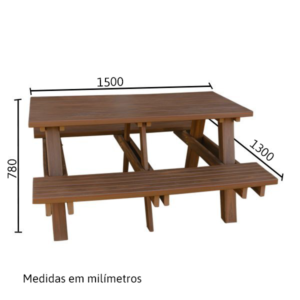 Mesa de Churrasqueira em Madeira Plástica 1500 mm